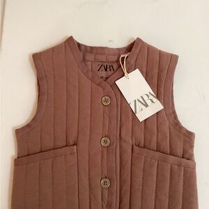 Zara Brown Quilted Kids Vest